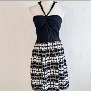 Intrigue Polka Dot Halter Top Black White Dress Size 8